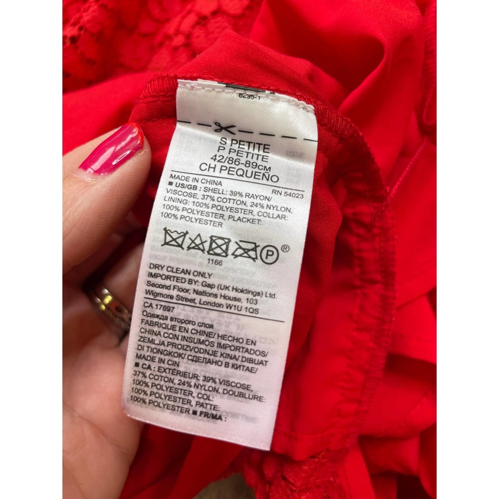 Banana Republic Flutter Sleeve Polo Red Lace Shift Dress (S) - Picture 6 of 6